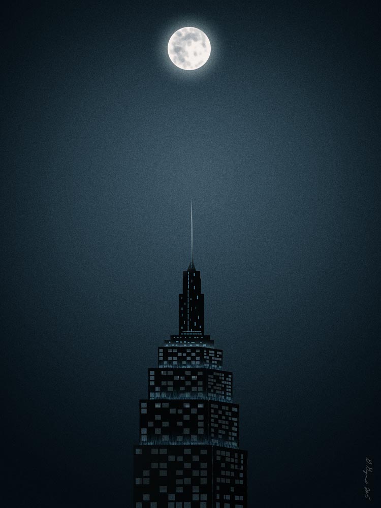 Full moon over Empire State Building